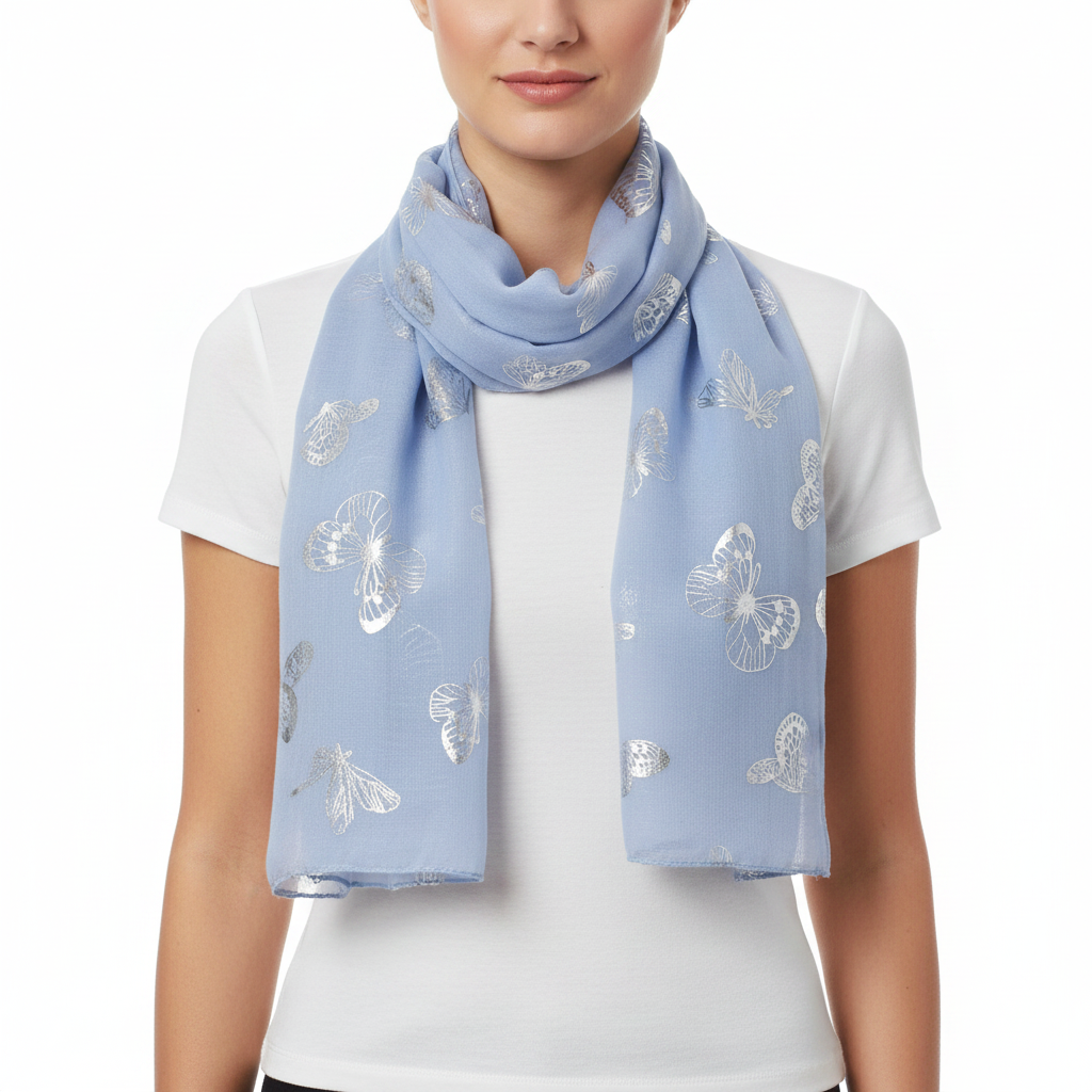 Silver Foil Butterflies Scarves