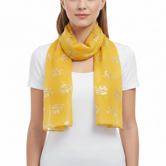 Silver Foil Elephants Scarves