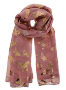 Large Gold Foil Butterflies Scarves