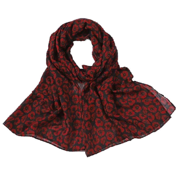 Scarf with Small Red Poppies