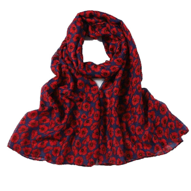 Scarf with Small Red Poppies