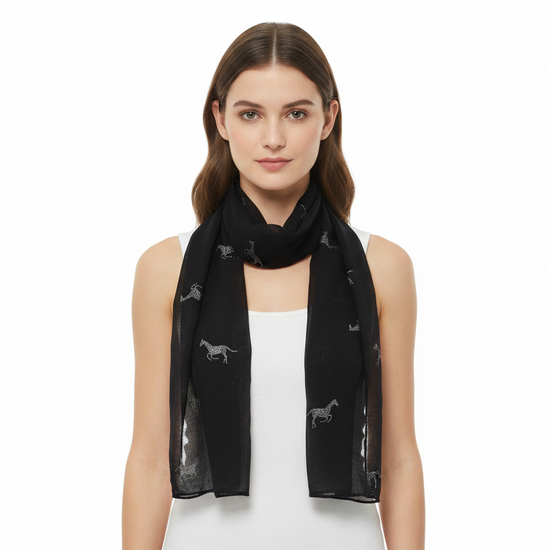 Silver Glitter Horses Scarves