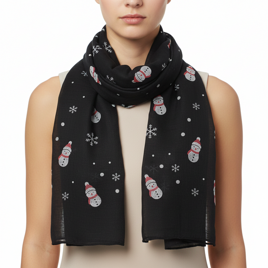 Snowflakes & Snowmen Printed Scarves