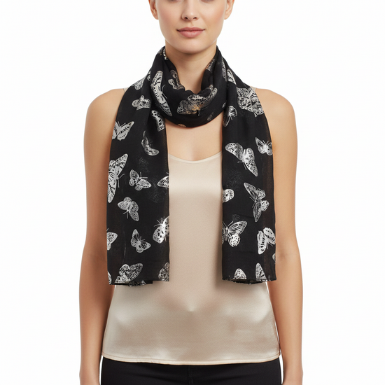Silver Foil Butterflies Scarves