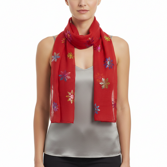 Rainbow Foil Snowflakes Scarves