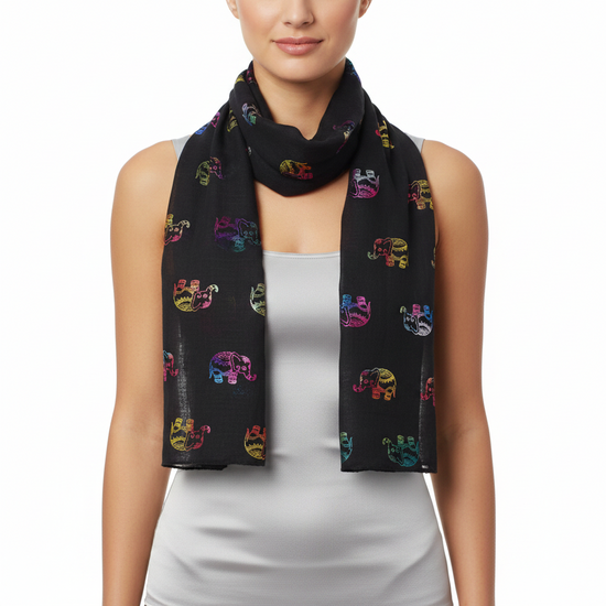Rainbow Foil Elephants Scarves