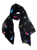 Rainbow Foil Feathers Scarves