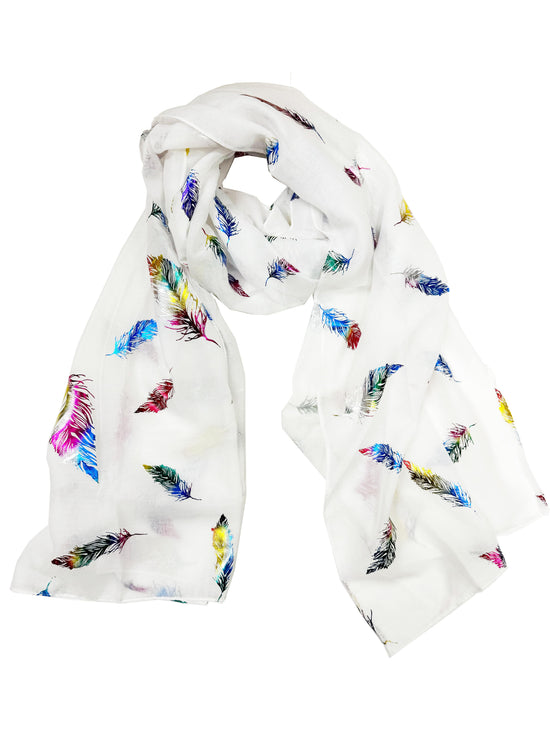 Rainbow Foil Feathers Scarves