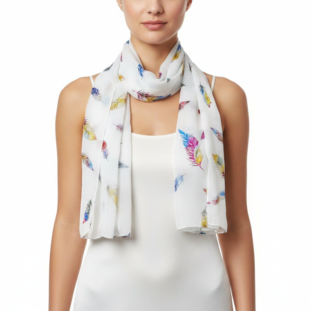 Rainbow Foil Feathers Scarves