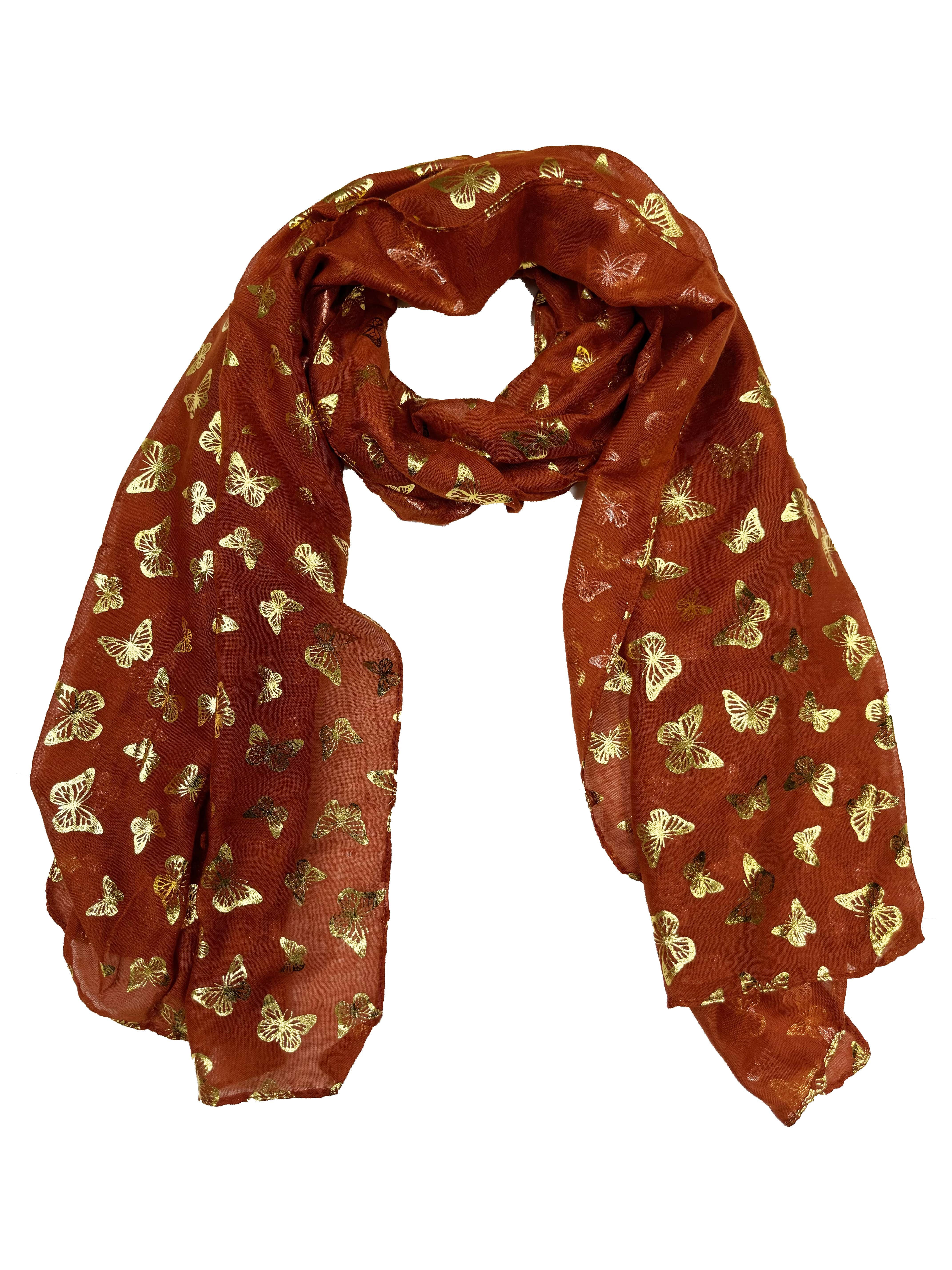 Mini Gold Foil Butterflies Scarves