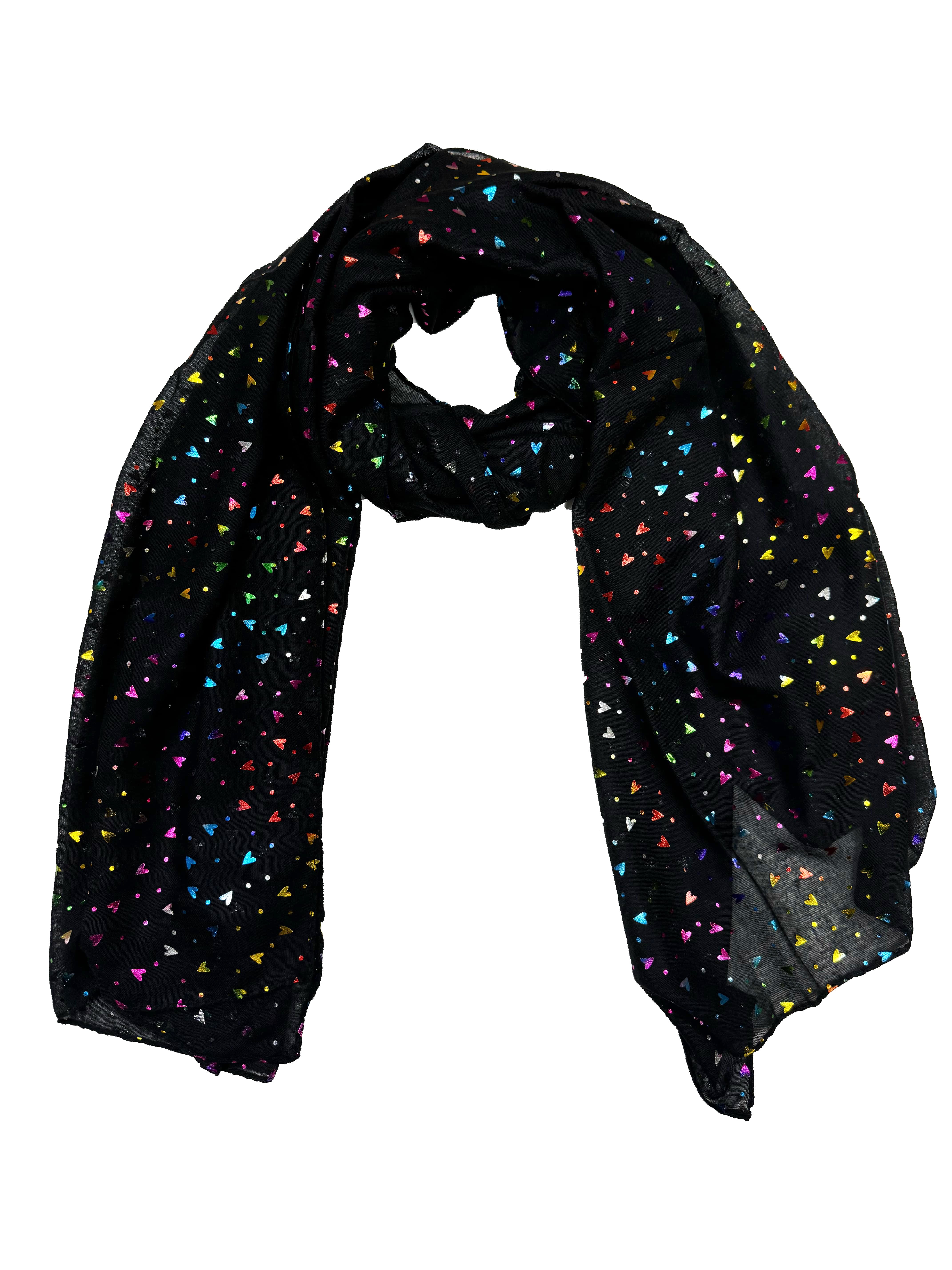 Rainbow Foil Hearts Scarves