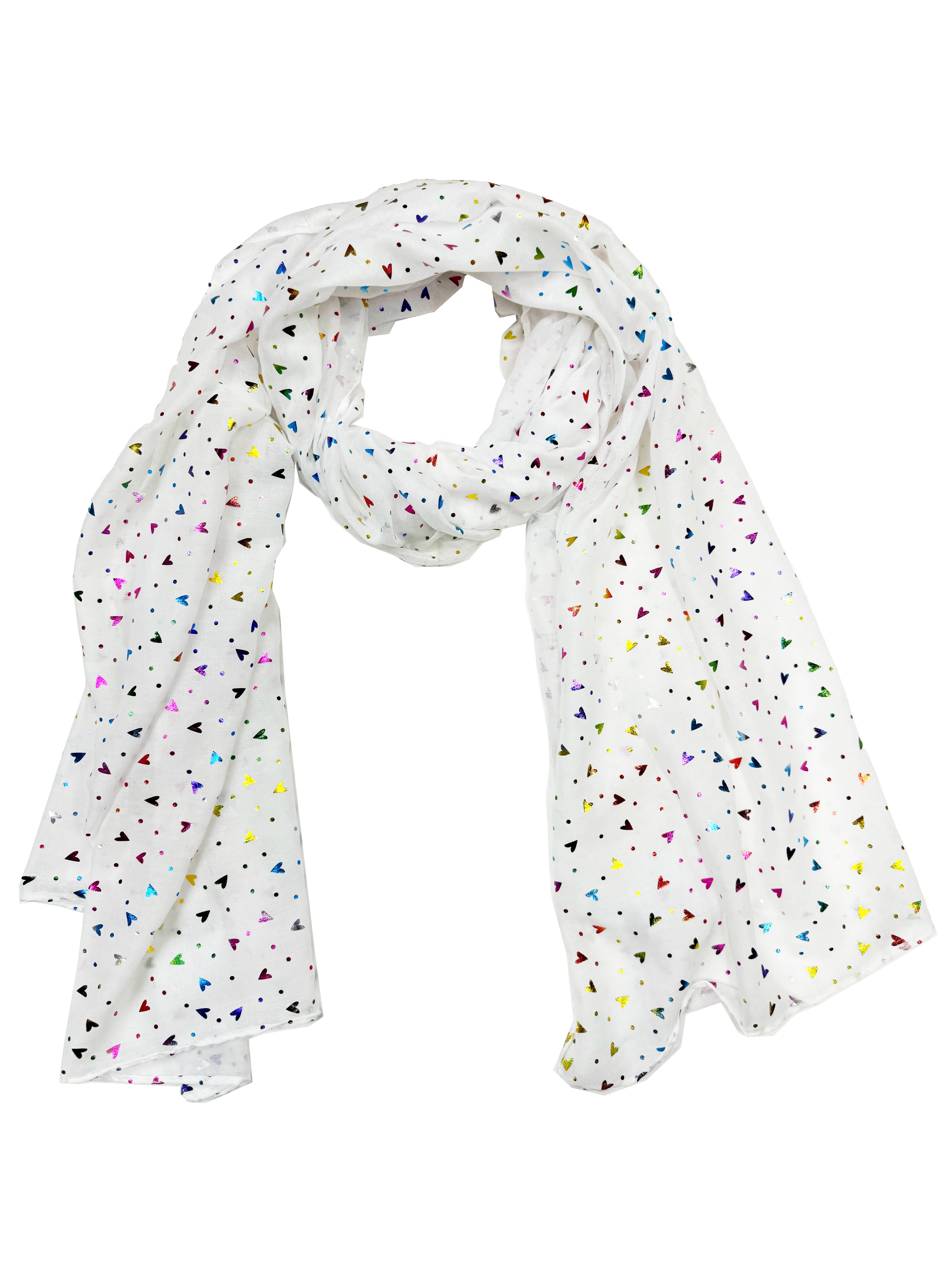 Rainbow Foil Hearts Scarves