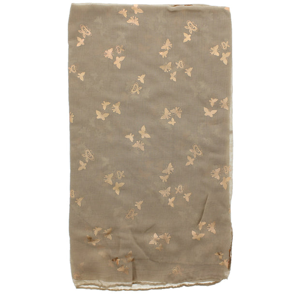 Scarf with Tiny Gold Foil Butterflies