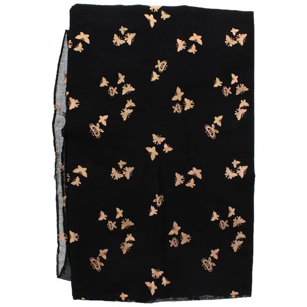 Scarf with Tiny Gold Foil Butterflies