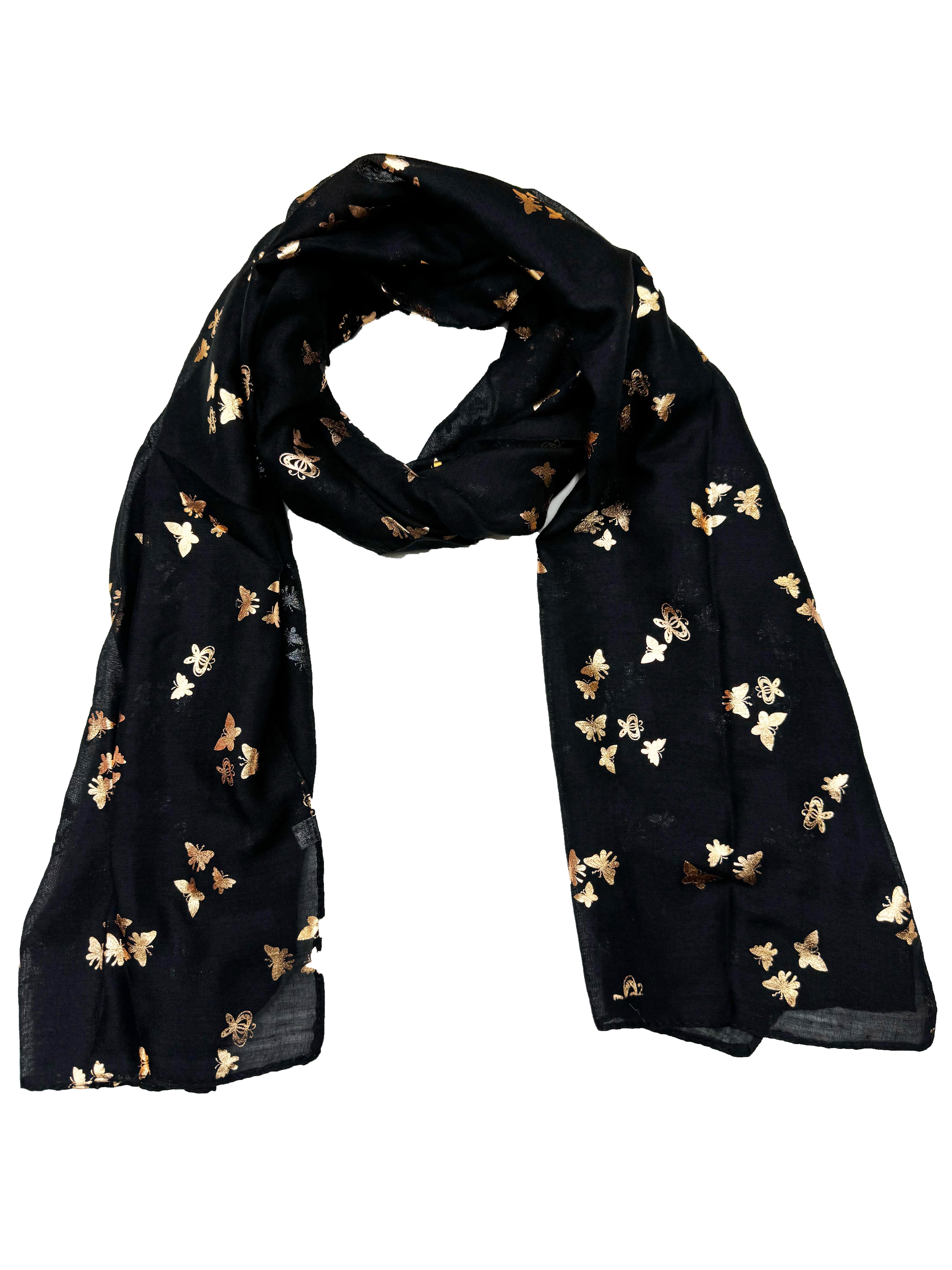 Tiny Gold Foil Butterflies Scarves