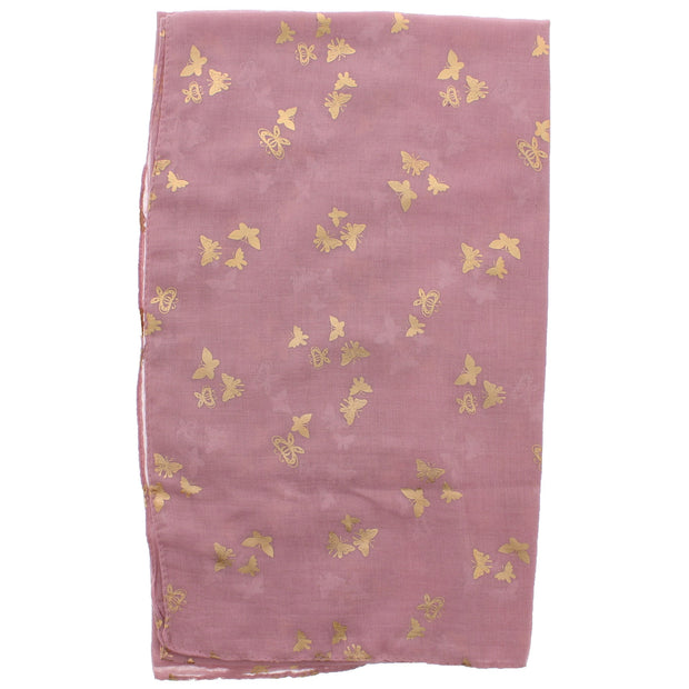 Scarf with Tiny Gold Foil Butterflies