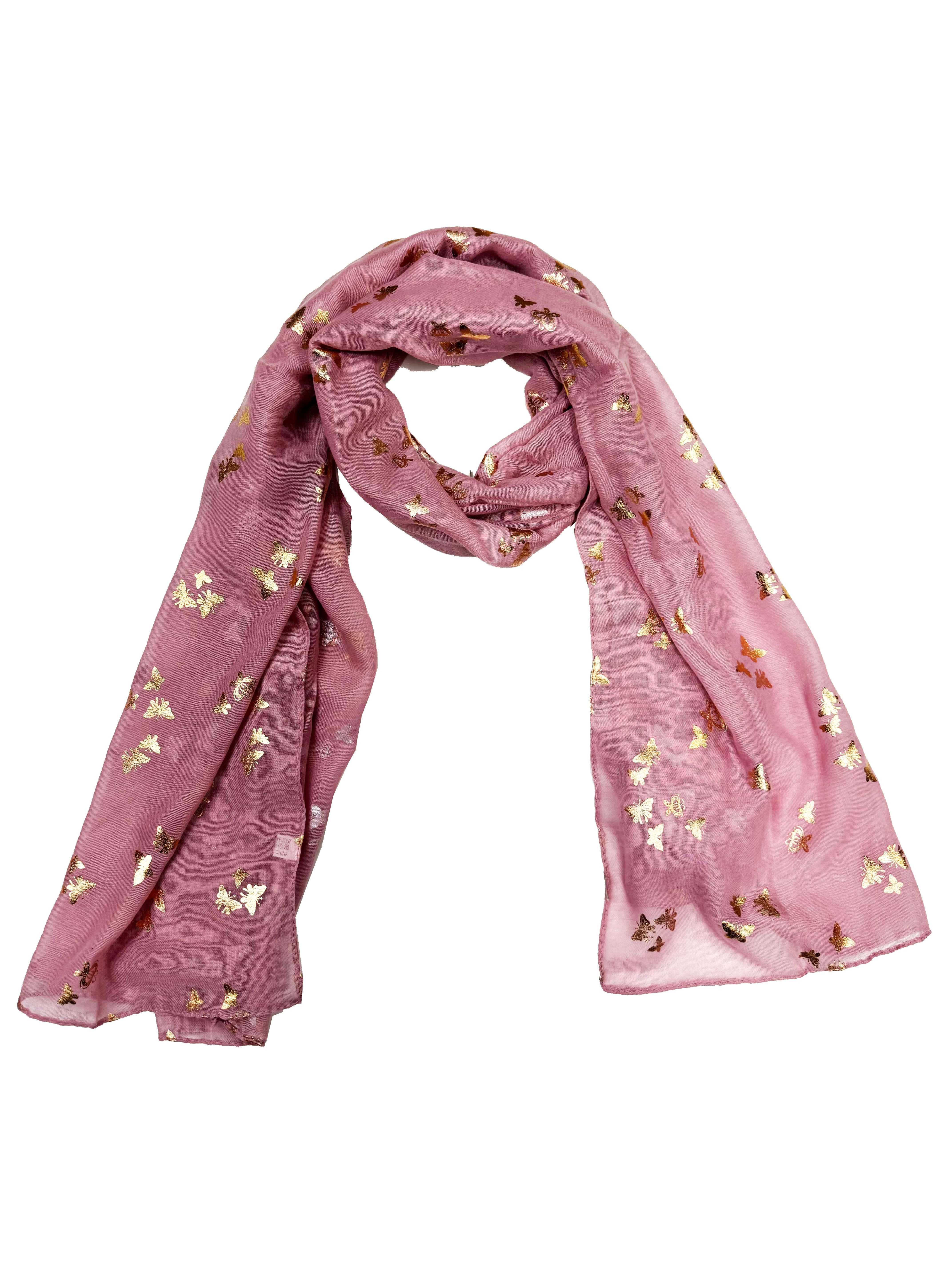 Tiny Gold Foil Butterflies Scarves