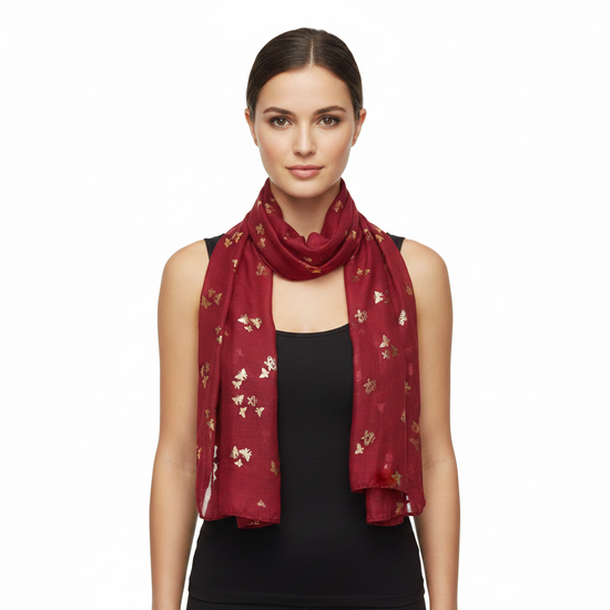 Tiny Gold Foil Butterflies Scarves
