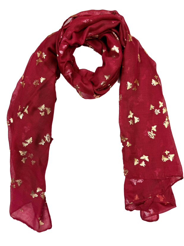 Scarf with Tiny Gold Foil Butterflies