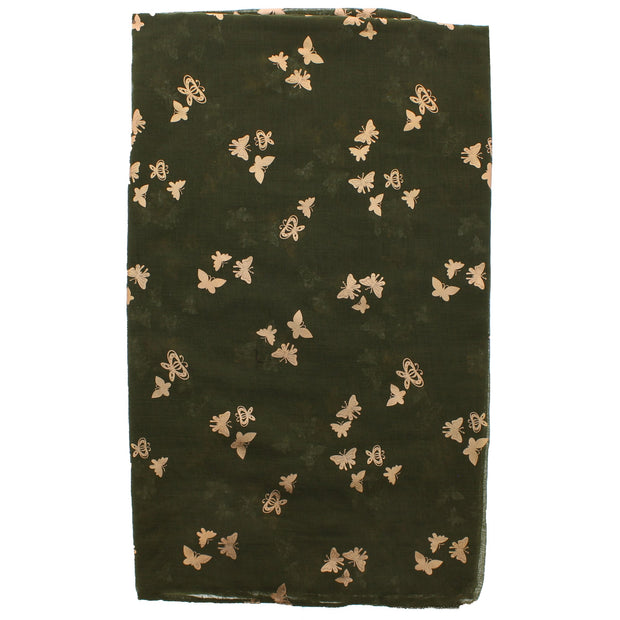 Scarf with Tiny Gold Foil Butterflies