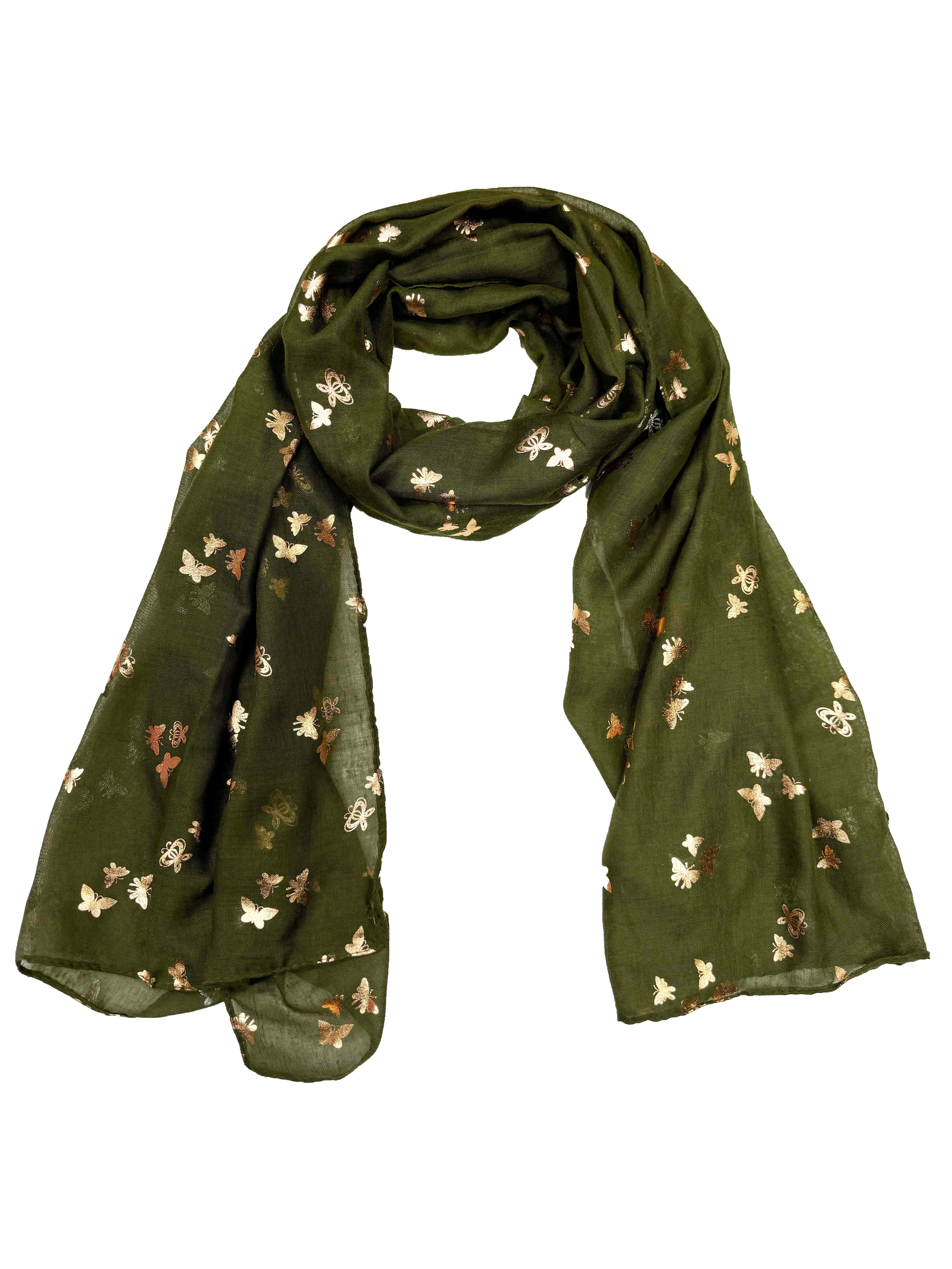 Tiny Gold Foil Butterflies Scarves