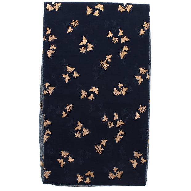 Scarf with Tiny Gold Foil Butterflies