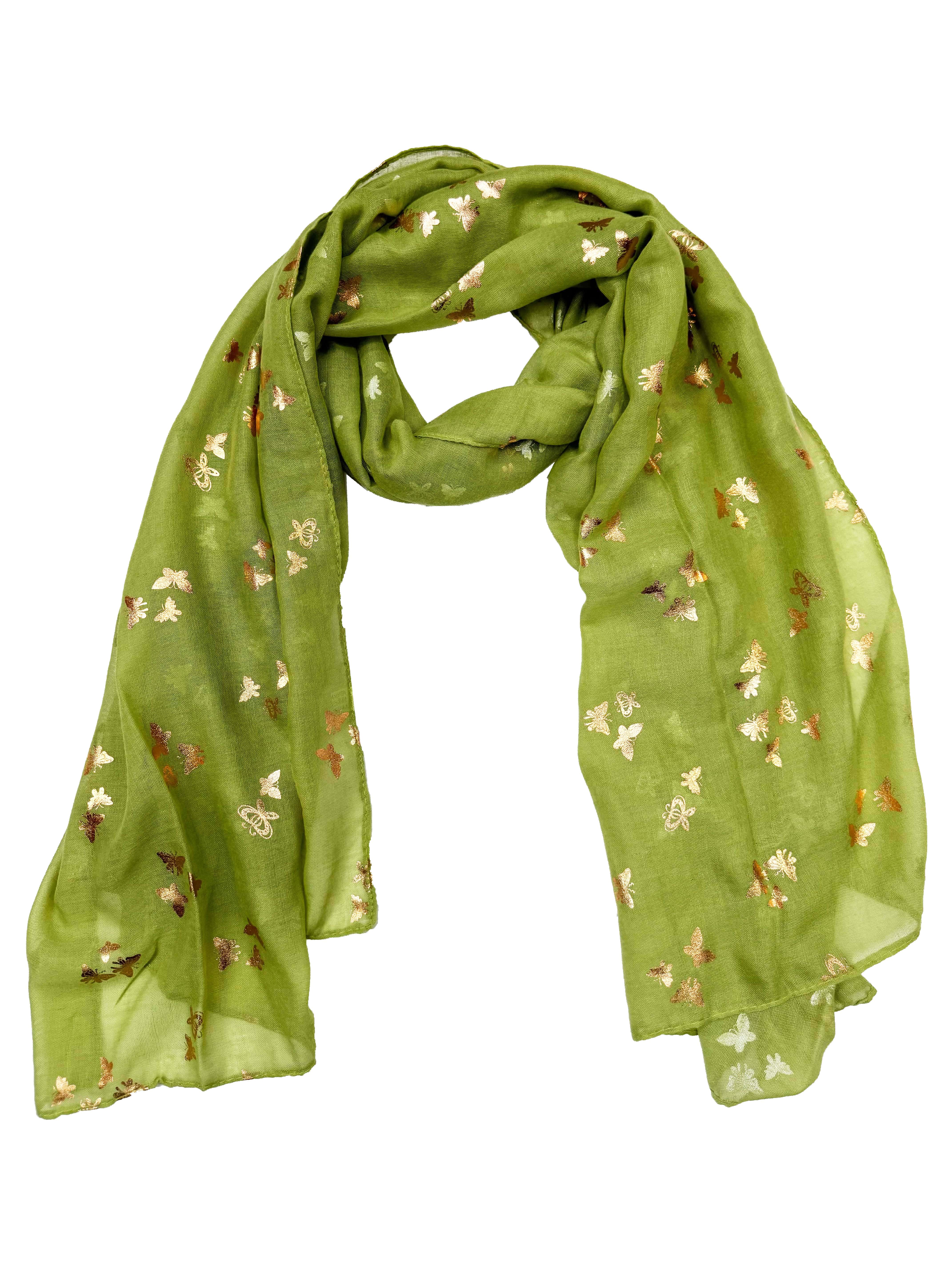 Tiny Gold Foil Butterflies Scarves