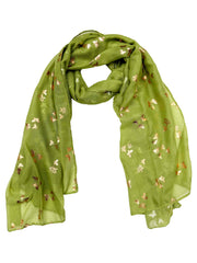Scarf with Tiny Gold Foil Butterflies
