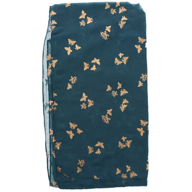 Scarf with Tiny Gold Foil Butterflies