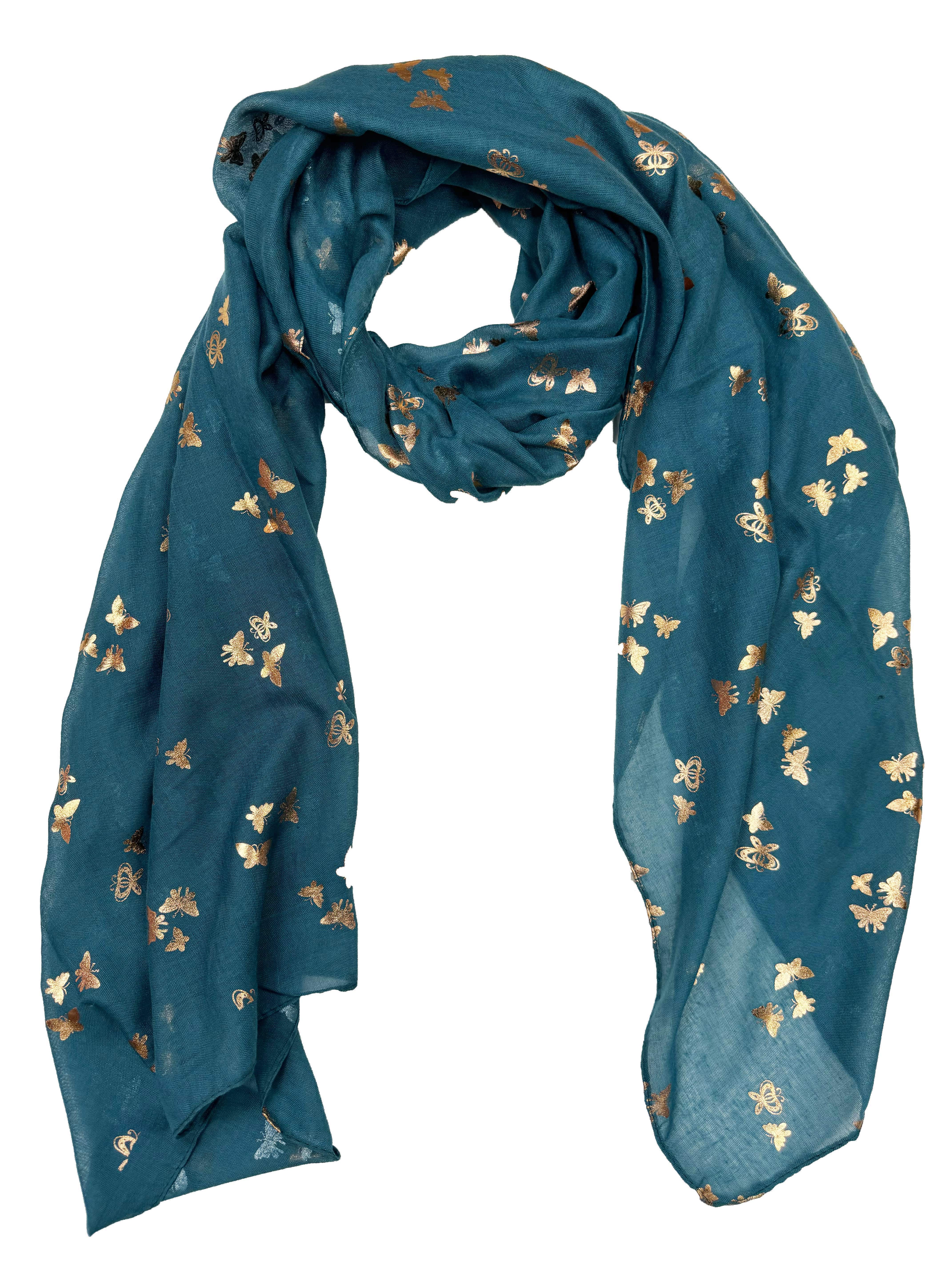Tiny Gold Foil Butterflies Scarves