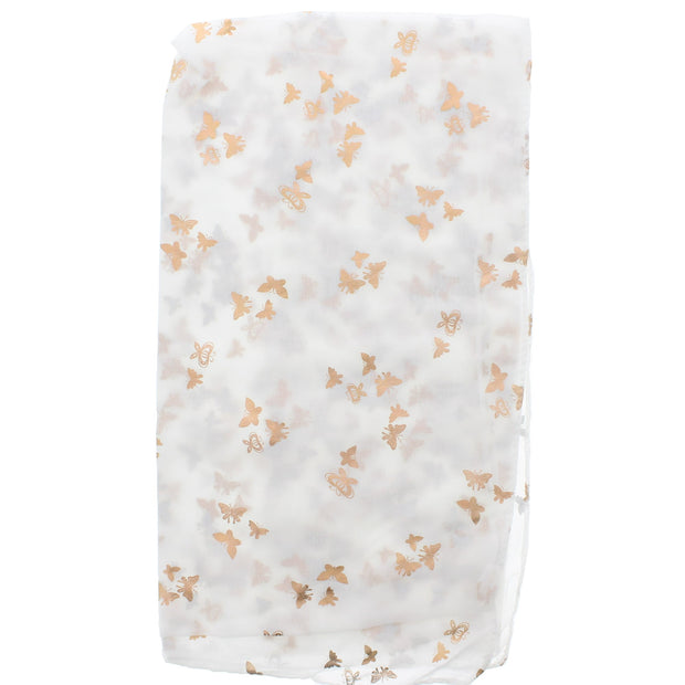 Scarf with Tiny Gold Foil Butterflies