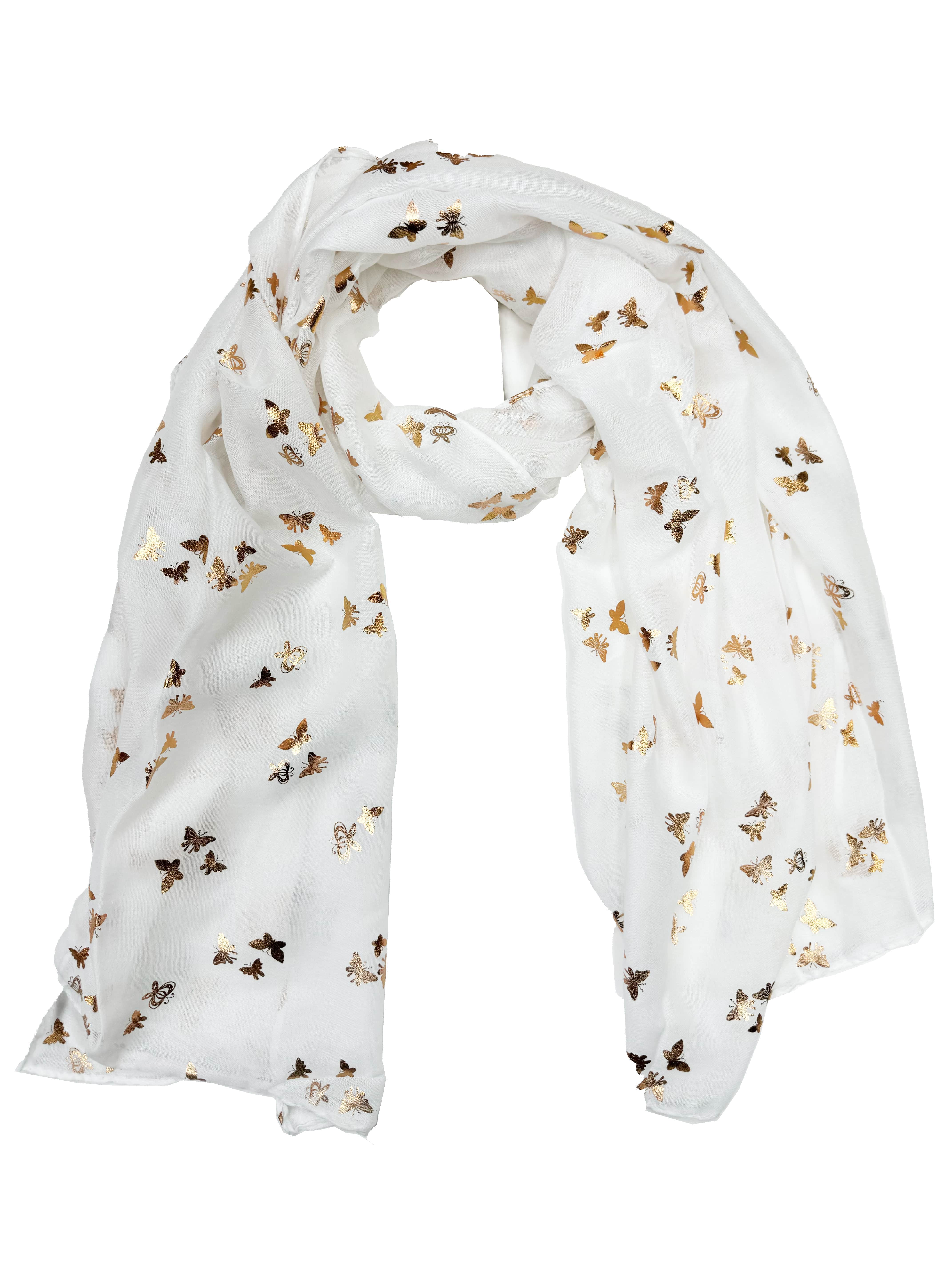 Tiny Gold Foil Butterflies Scarves