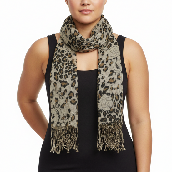 Skulls, Roses & Leopard Print Scarf