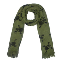 Black Skull & Crossbones Linen Look Scarf