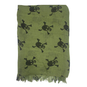 Black Skull & Crossbones Linen Look Scarf