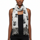 Black Skull & Crossbones Linen Look Scarf