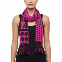 Graduated Black Pirate Skull Print Scarf