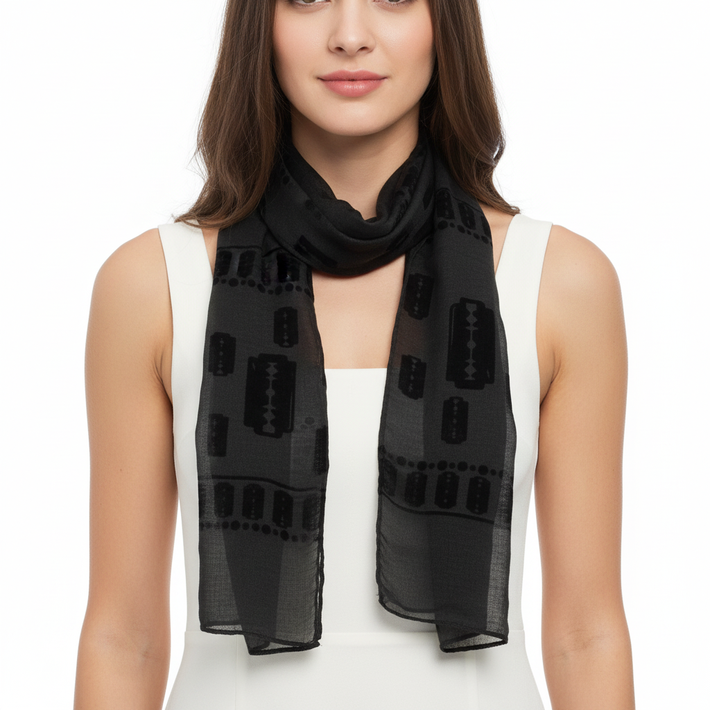 Dark Grey Scarf with Black Blades