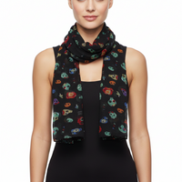 Multicolour Crazy Skull Print Scarf