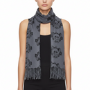 Gray scarf with skull pattern on a white background