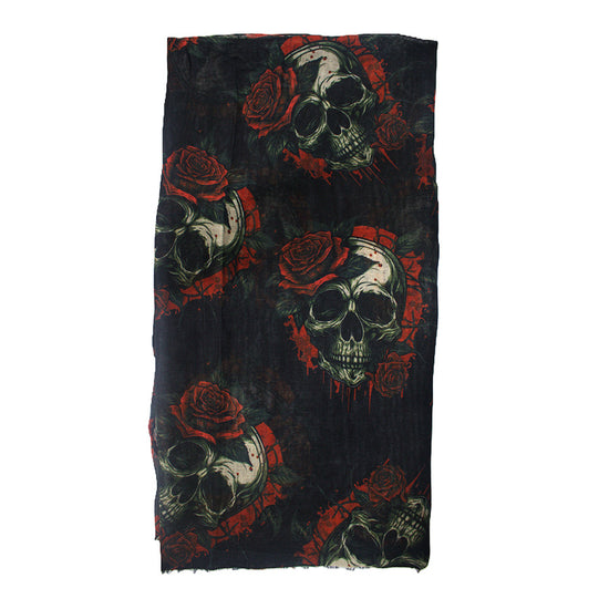 Skulls, Roses & Thorns Printed Scarf