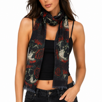 Skulls, Roses & Thorns Printed Scarf