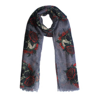 Skulls, Roses & Thorns Printed Scarf