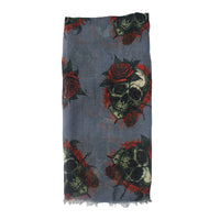Skulls, Roses & Thorns Printed Scarf