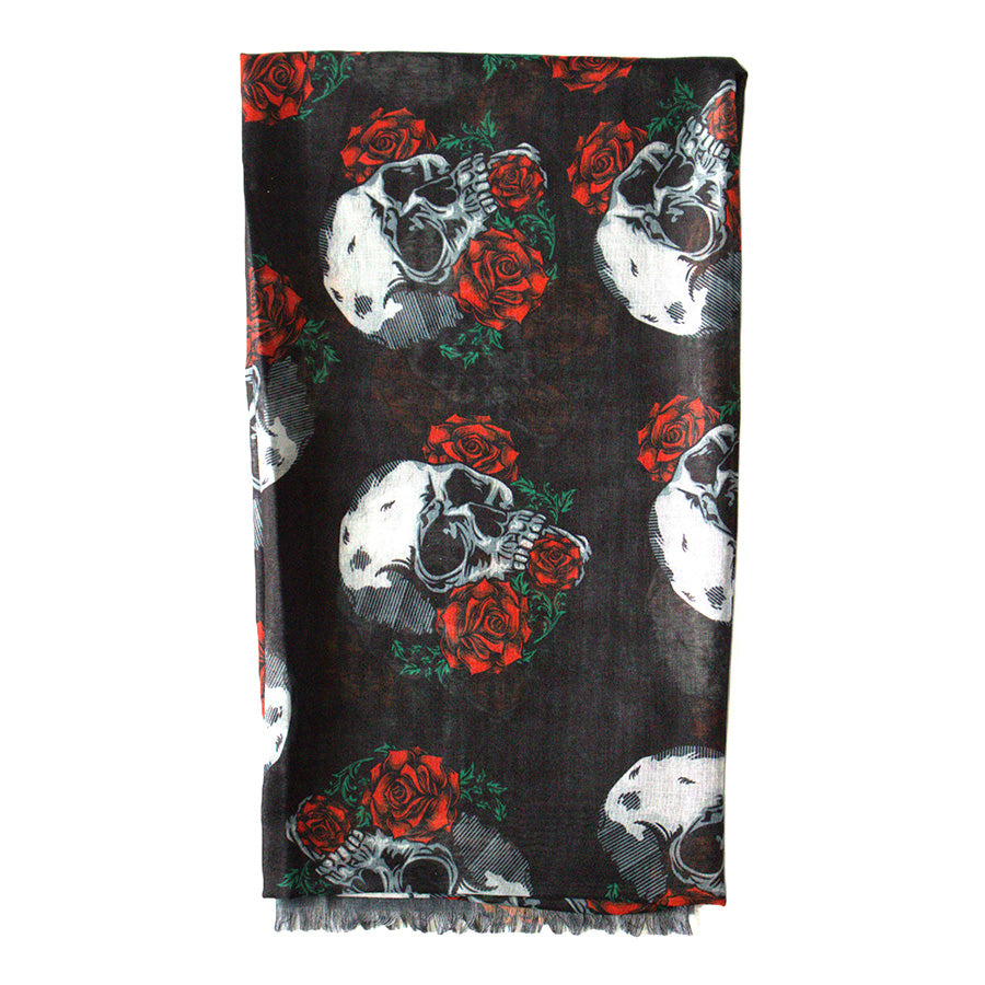 Skulls & Roses Printed Scarf