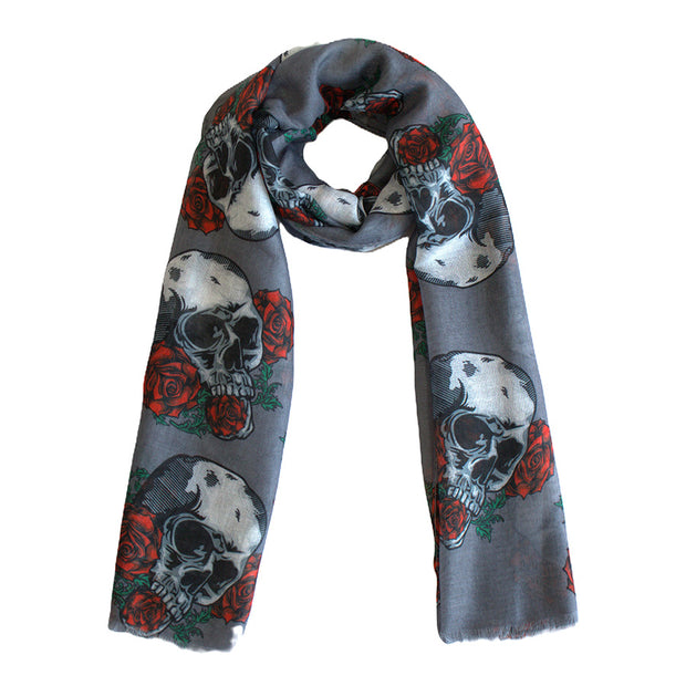 Skulls & Roses Printed Scarf