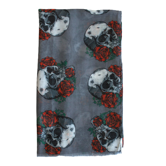 Skulls & Roses Printed Scarf