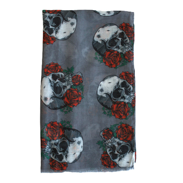 Skulls & Roses Printed Scarf