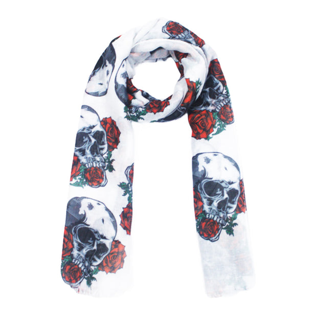 Skulls & Roses Printed Scarf