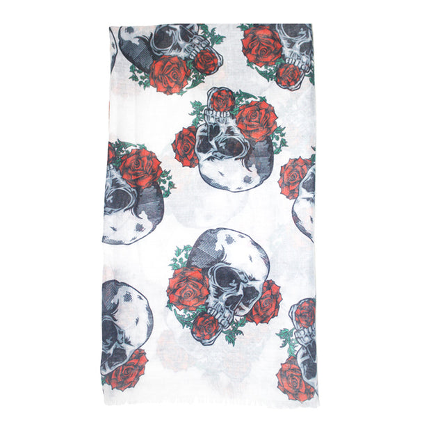 Skulls & Roses Printed Scarf